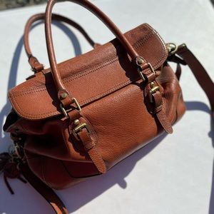 Concealed Carrie leather satchel handbag with shoulder strap